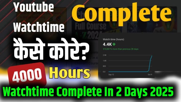 Watchtime Course || 4K Watch Time Complete In 2 Days || Mobile And desktop 2025.